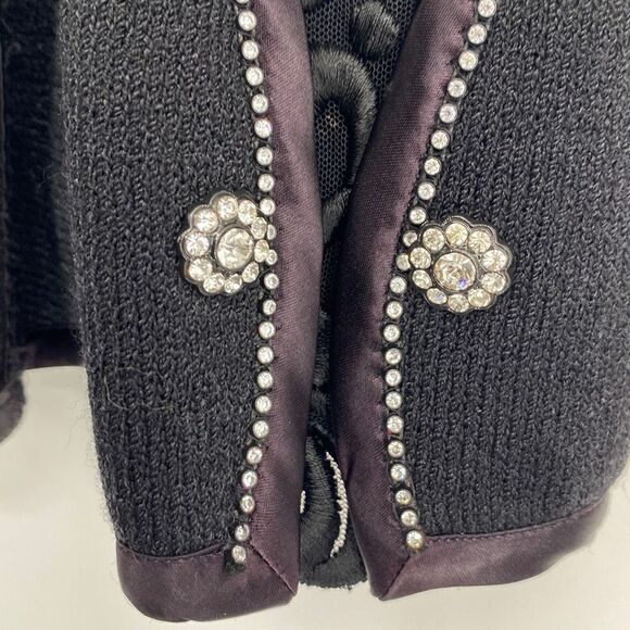 EL Ana Occasion Evening  Studded Embellished Jacket Rhinestone Buttons Black M - Picture 10 of 14